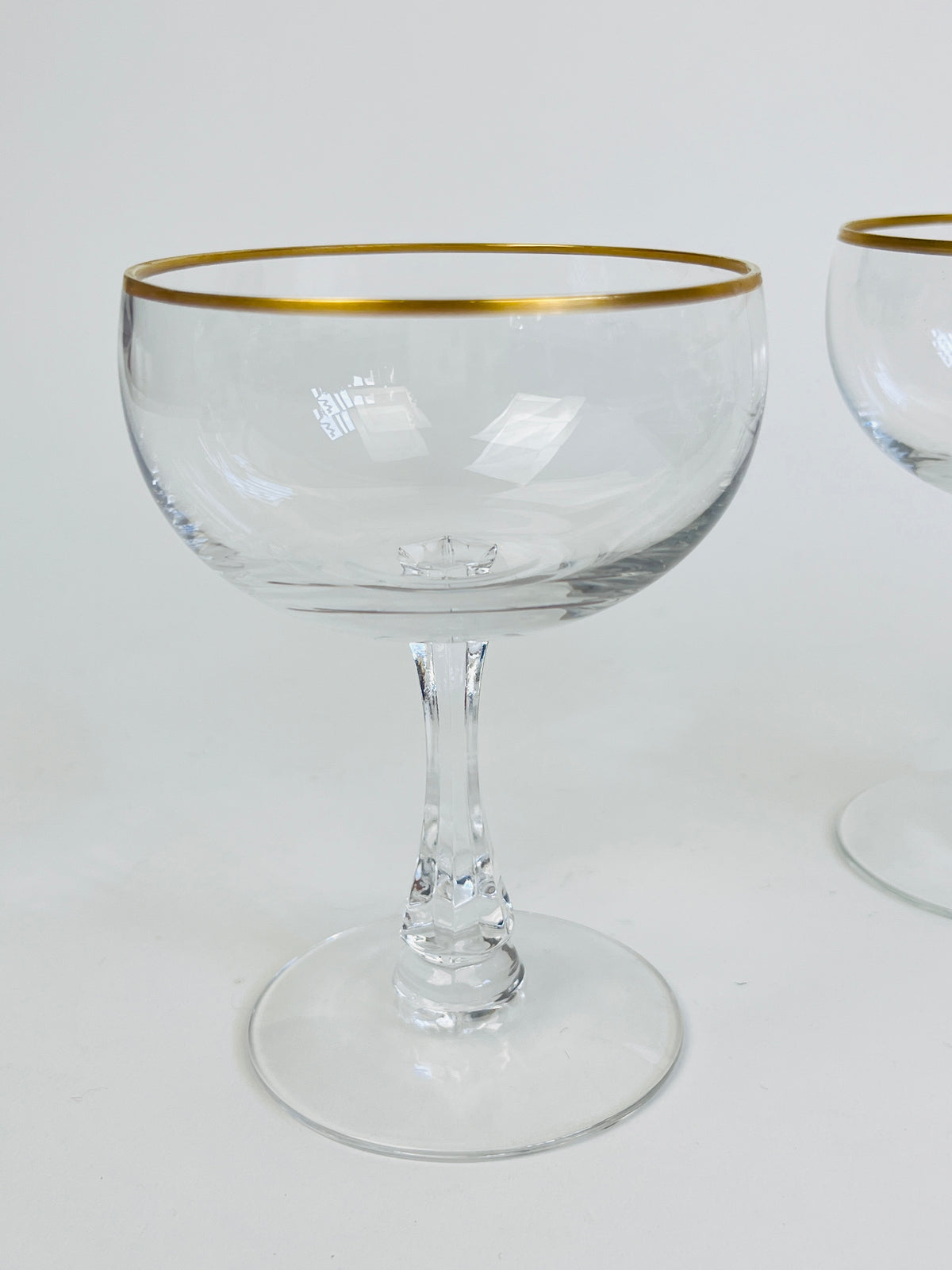 Vintage Gold-Rimmed Coupe Glasses