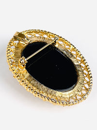 Vintage Glass Cameo Brooch & Pendant