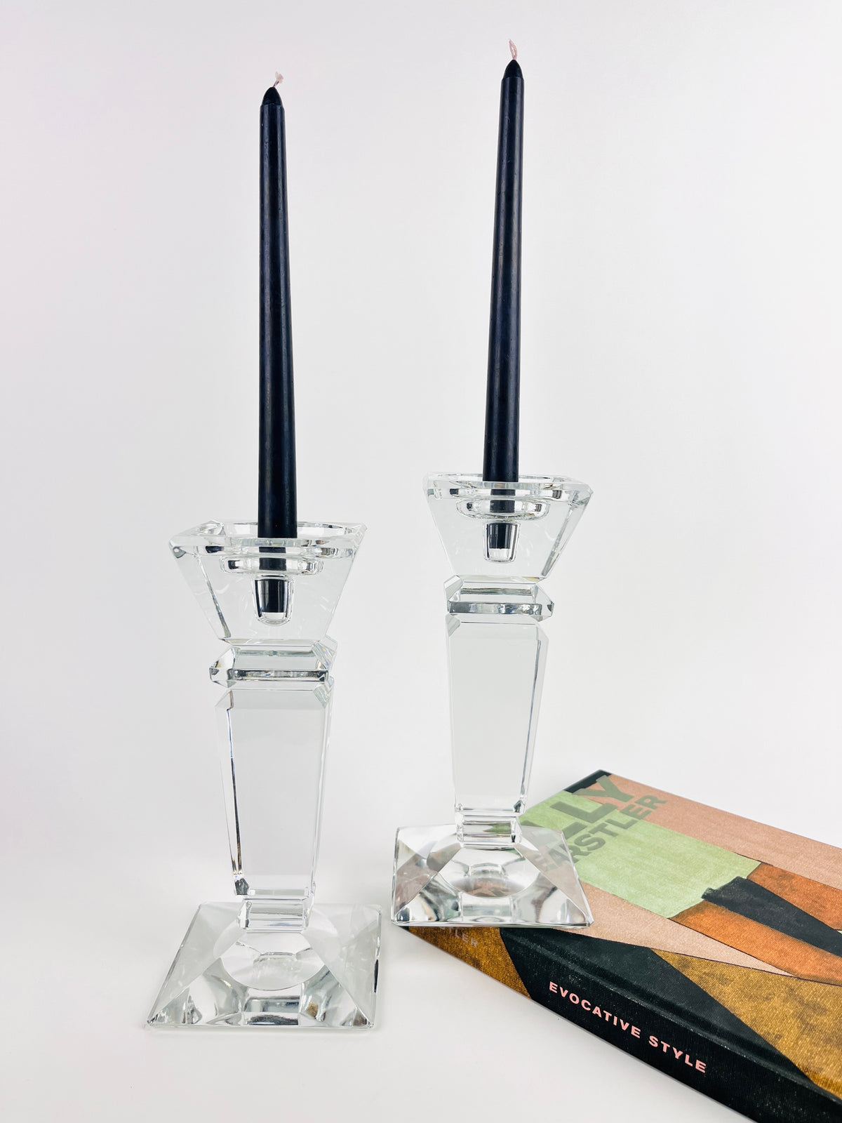 Large Vintage Crystal Candle Holders