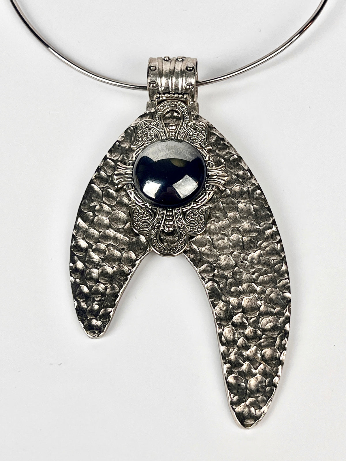 Vintage Silver Tone Hematite Necklace