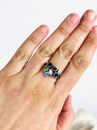 Vintage Modernist Sterling Multi-Stone Ring