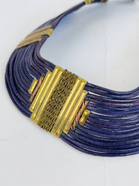 Vintage 70s Leather and Brass Necklace