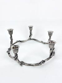 Vintage Round Candle Holder with Leaf Motif