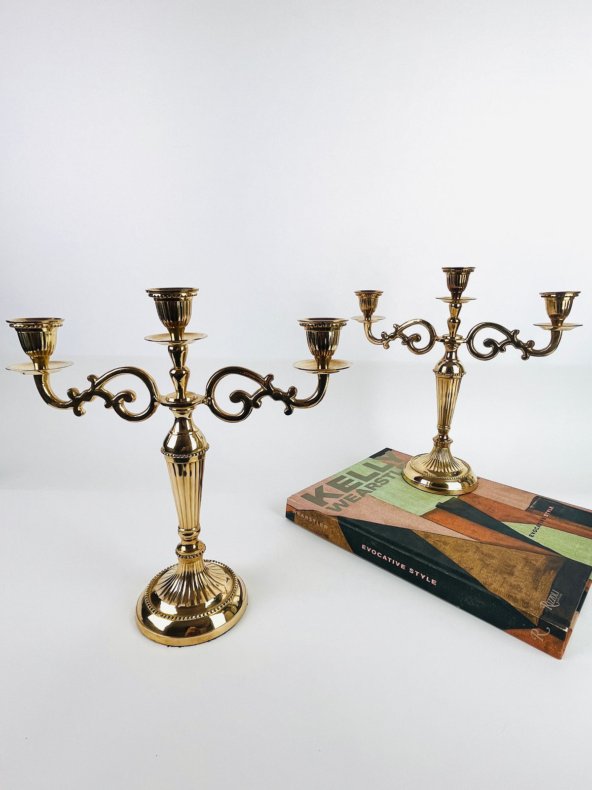 Vintage Brass Candelabras - 2pc Set
