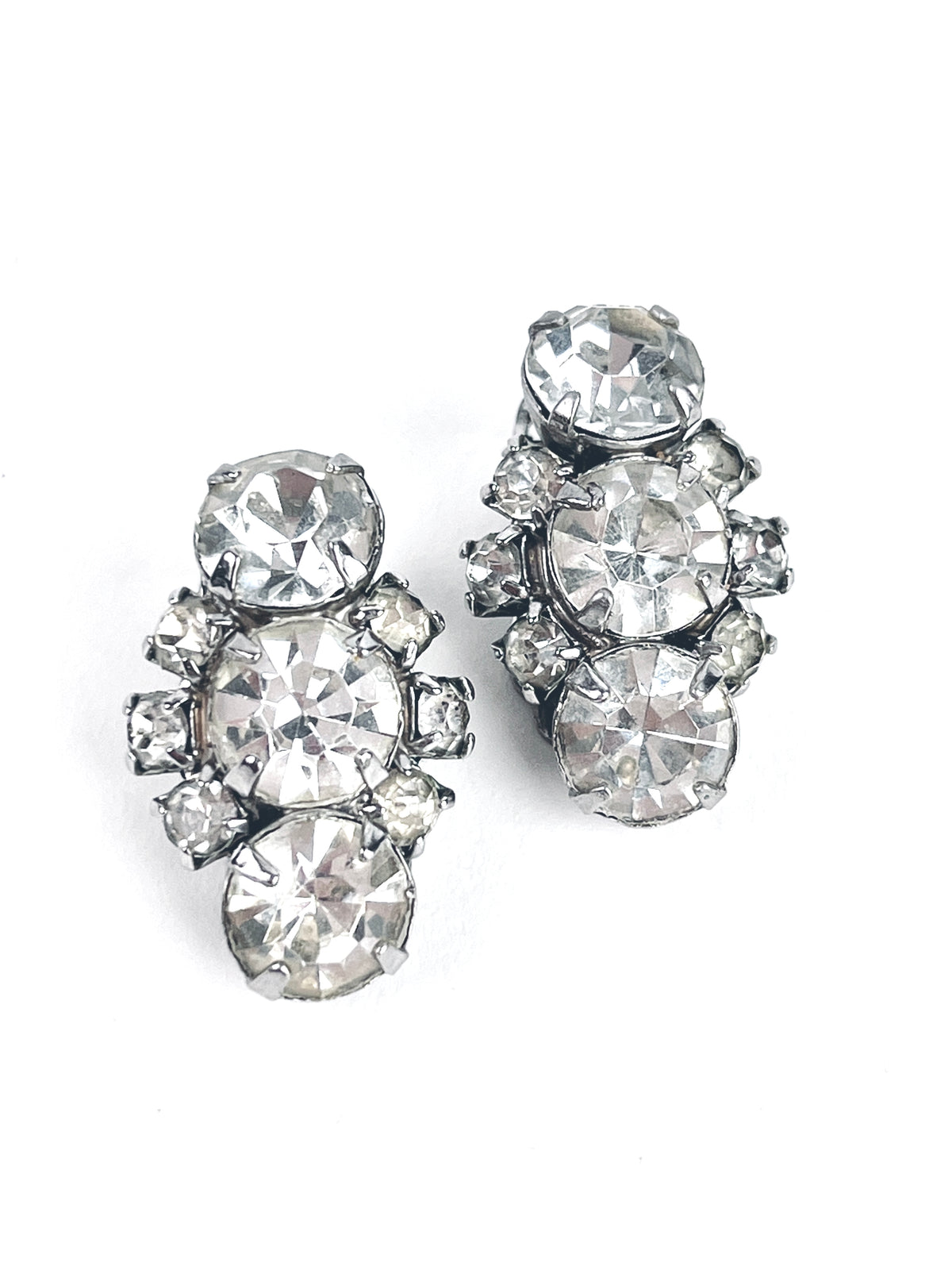 Vintage Rhinestone Cluster Earrings