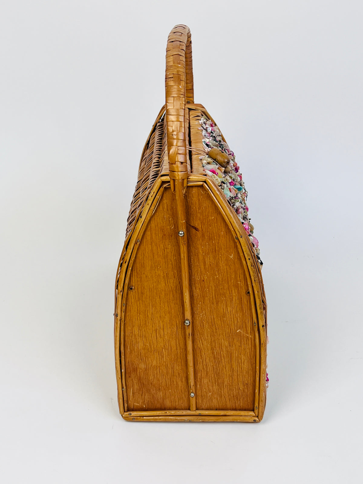 Vintage Woven Wicker Seashell Bag