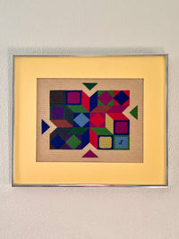 Vintage Handmade Vasarely Style Optical Needlepoint