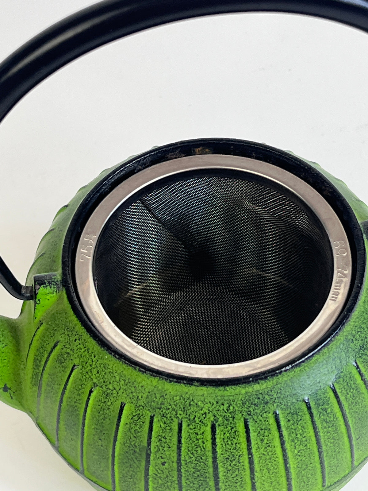 Vintage Japanese Nanbu Green Cast Iron Teapot and Cups