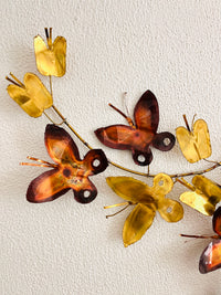 Vintage Brass Butterfly Flock Wall Art