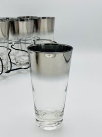 Vintage MCM Silver Fade Glasses in Caddy