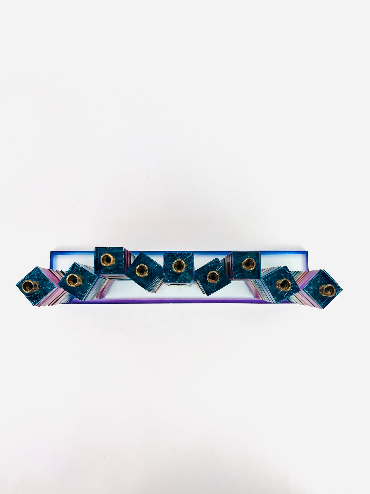 Handmade Stacked Glass Menorah