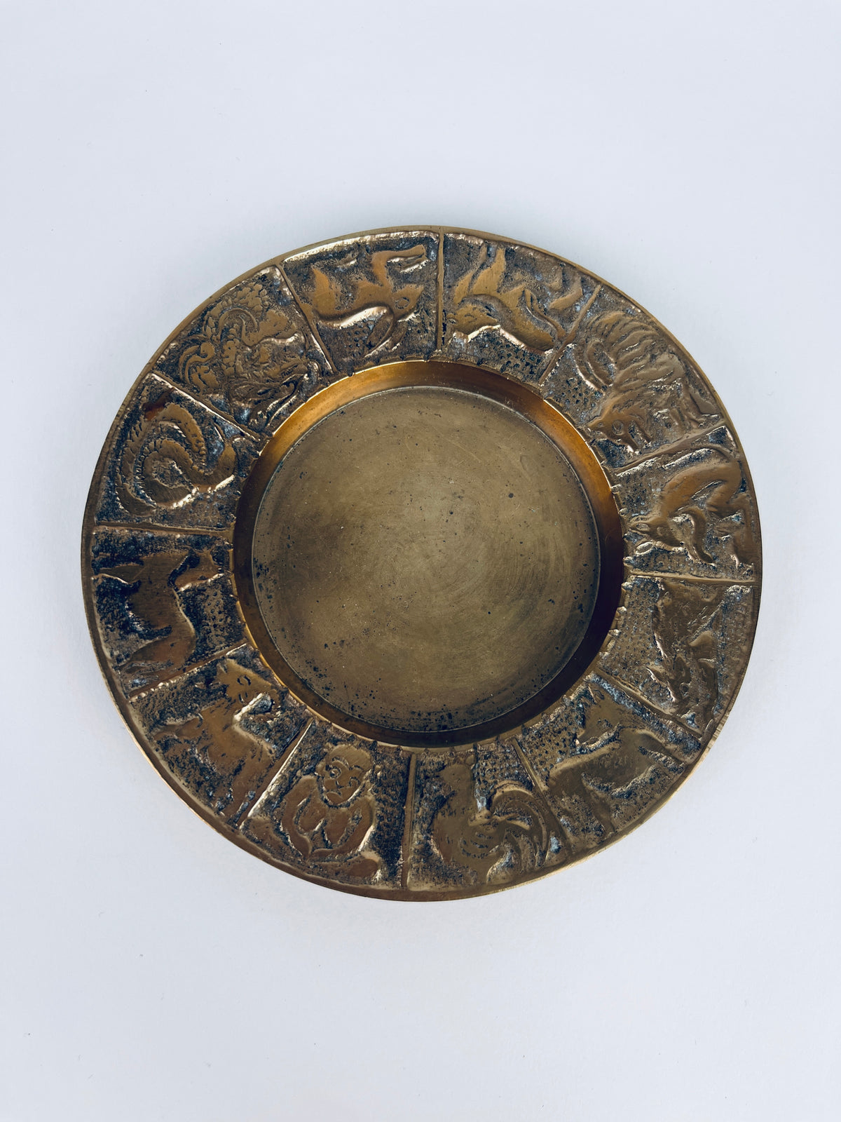 Vintage Brass Zodiac Ashtray