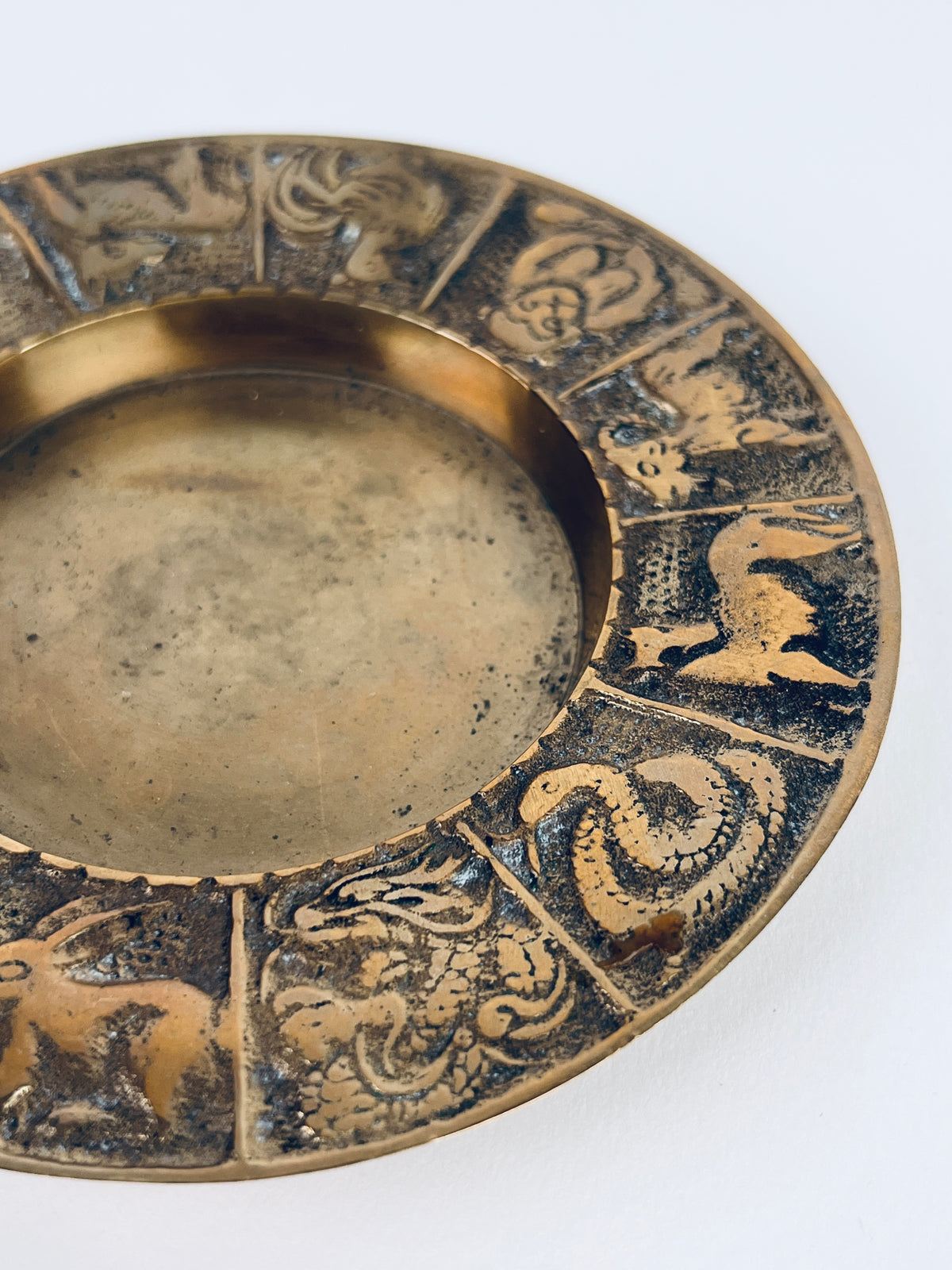 Vintage Brass Zodiac Ashtray