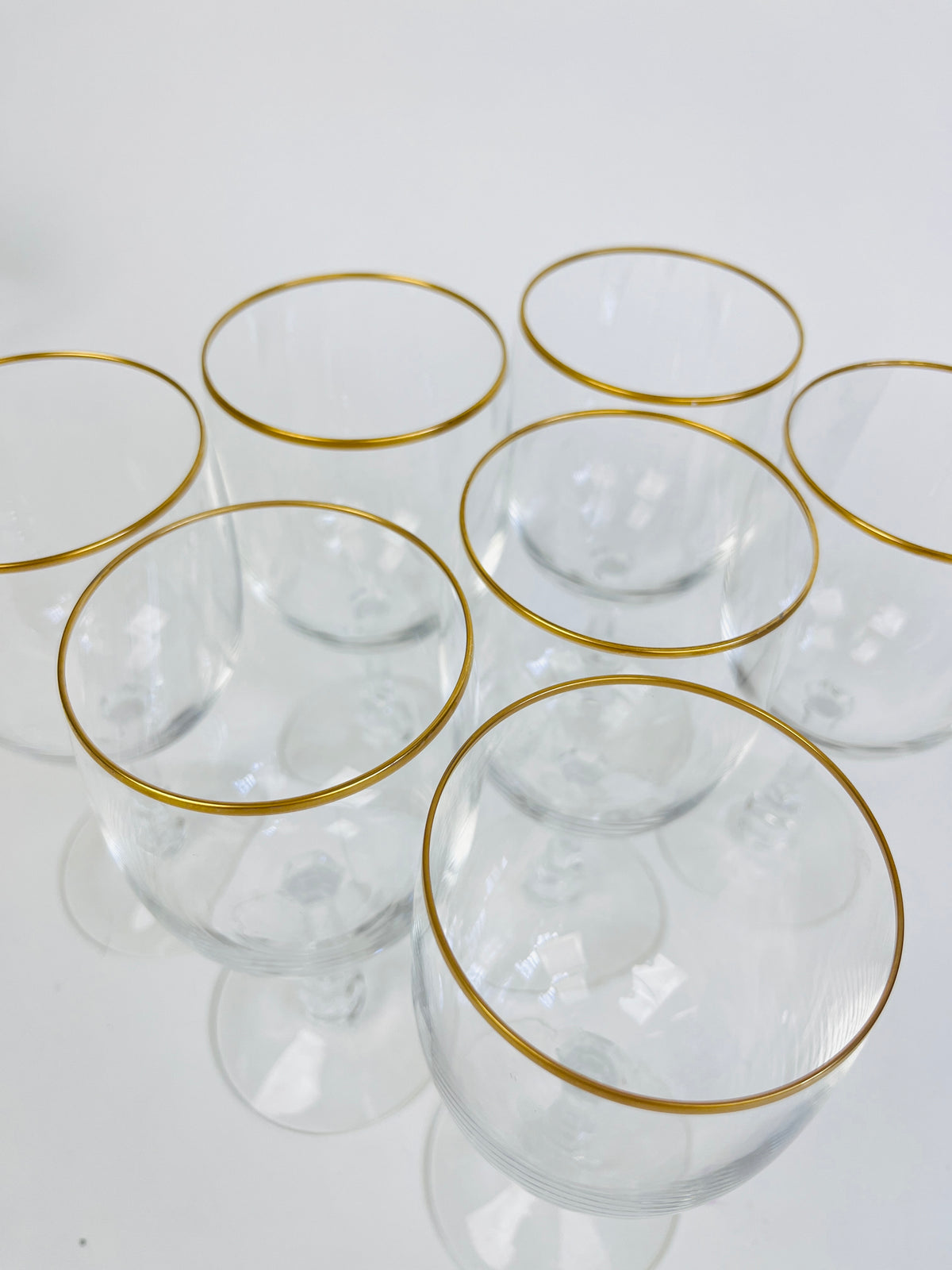 Vintage Gold-Rimmed Wine Glasses, 7pc