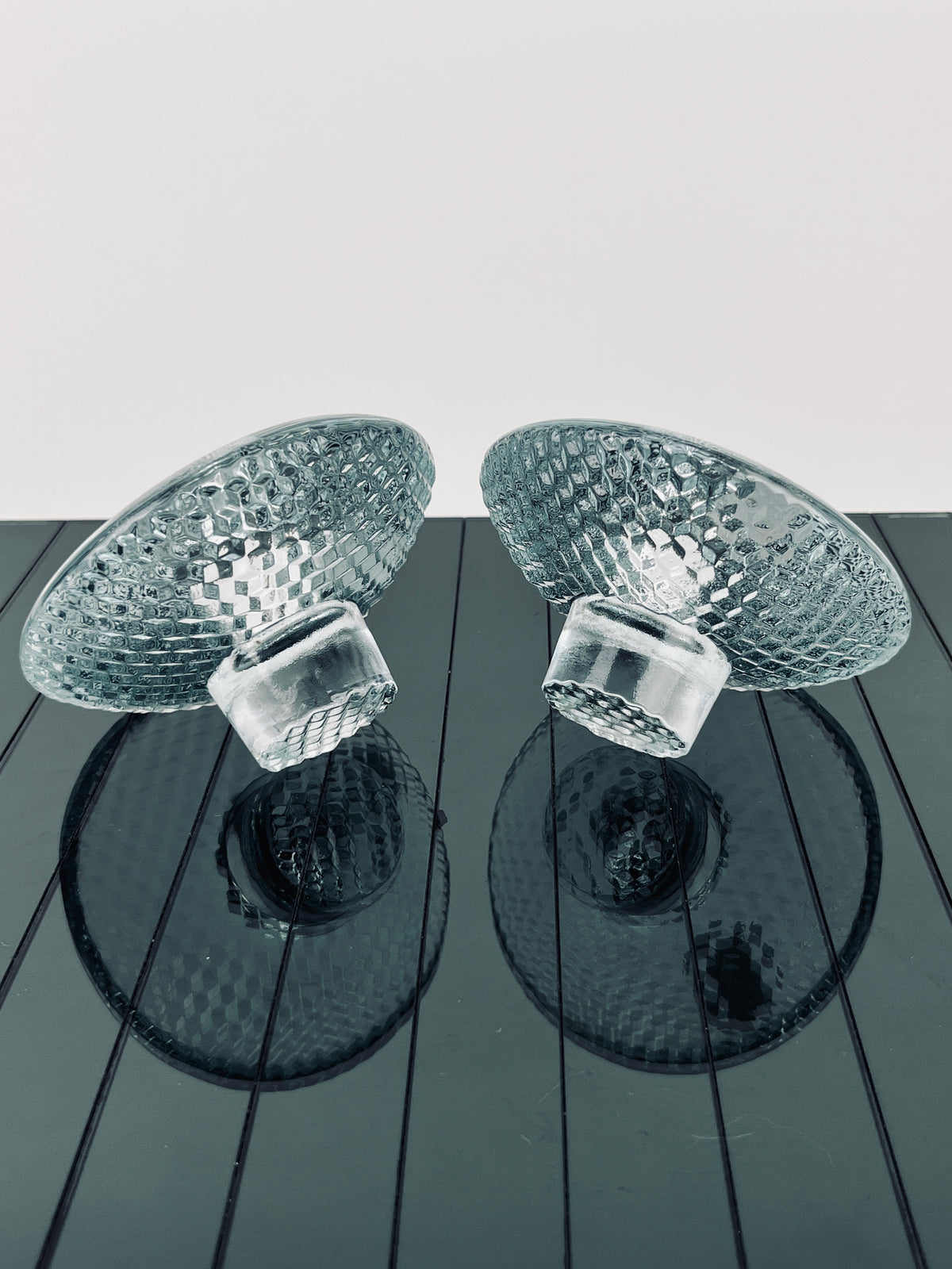 Vintage Optical Glass Candleholders by Holmegaard