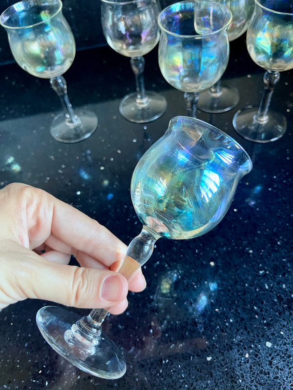 Vintage Iridescent Cordial / Dessert Wine Glasses