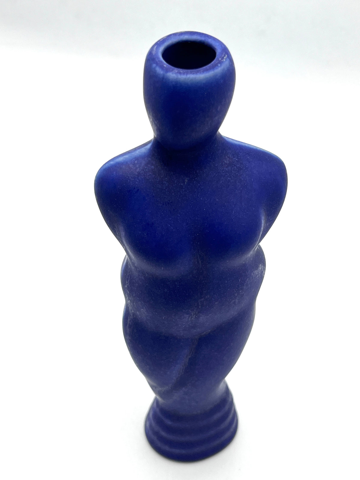 Vintage Cobalt Ceramic Figurative Vase, Signed