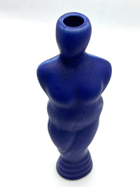 Vintage Cobalt Ceramic Figurative Vase, Signed