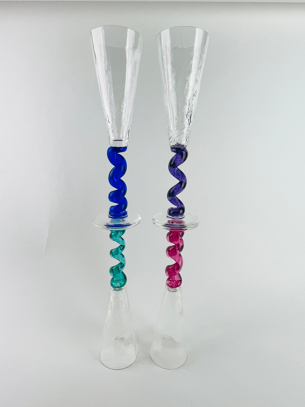 Vintage Blown Glass Flutes by Union Street Glass, 1996