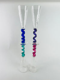 Vintage Blown Glass Flutes by Union Street Glass, 1996