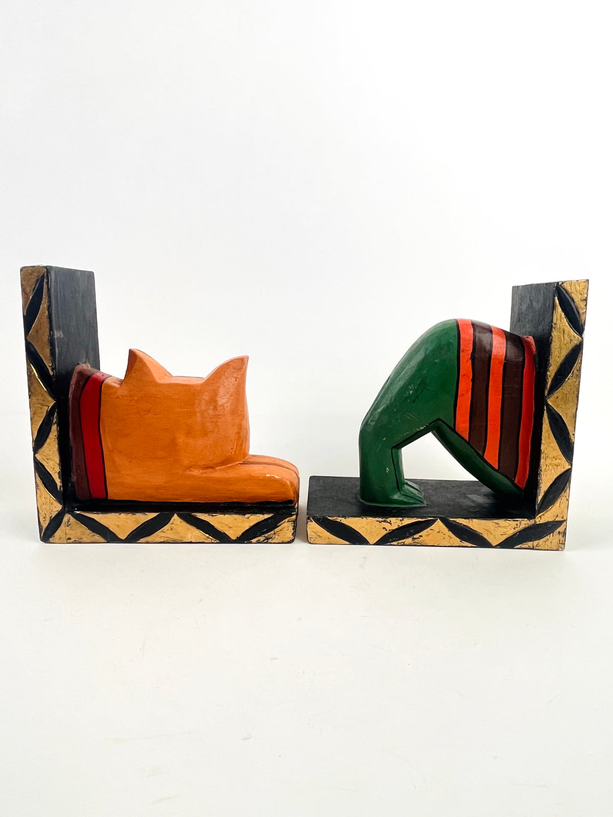 Vintage 90s Handmade Postmodern Cat Bookends