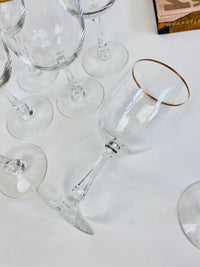 Vintage Gold-Rimmed Wine Glasses, 7pc