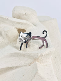 Mid-Century Sterling Cat Brooch