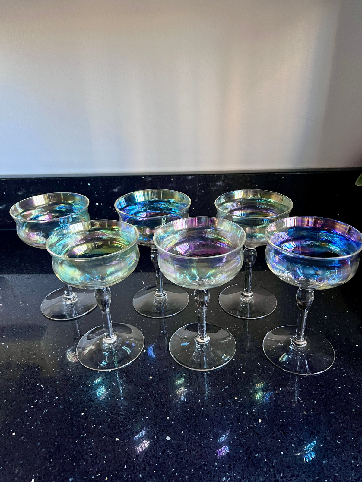 Vintage Iridescent Coupe Glasses