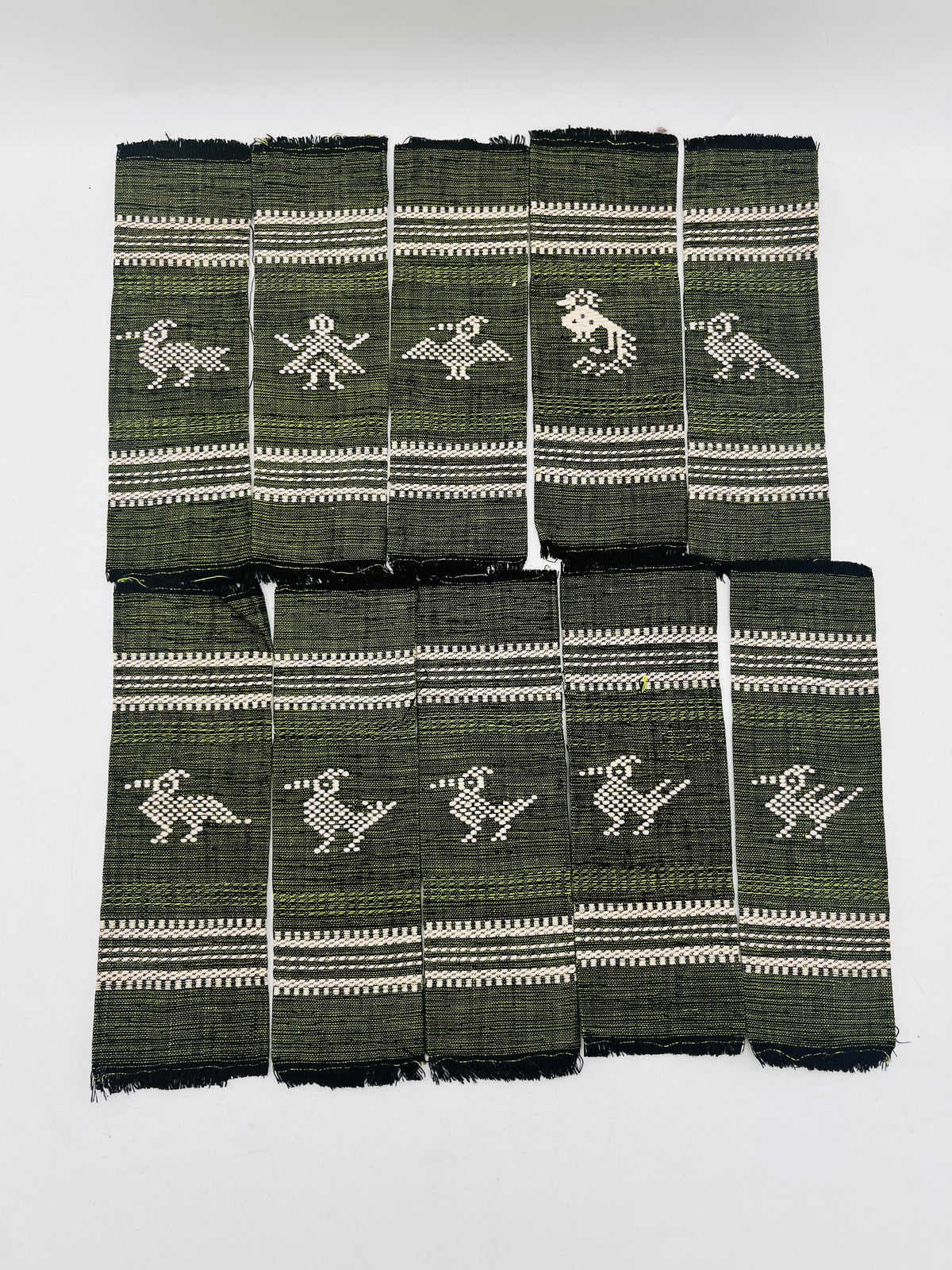 Vintage Handwoven Cocktail Napkins - Green