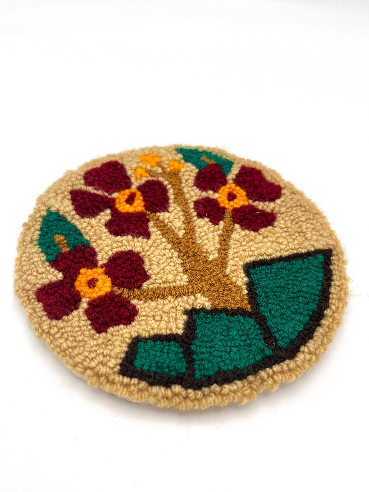 Vintaged Handmade Hooked Yarn Trivets - 2pc Set