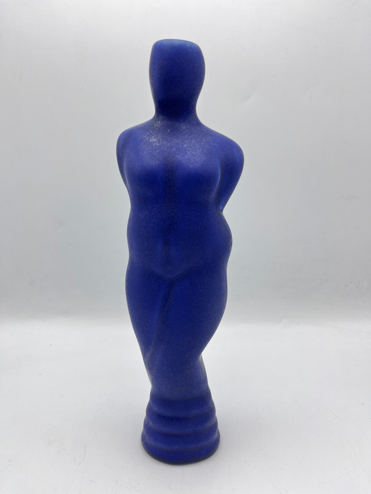 Vintage Cobalt Ceramic Figurative Vase, Signed