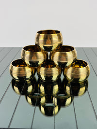 Vintage Textured Brass Napkin Rings - 6pc