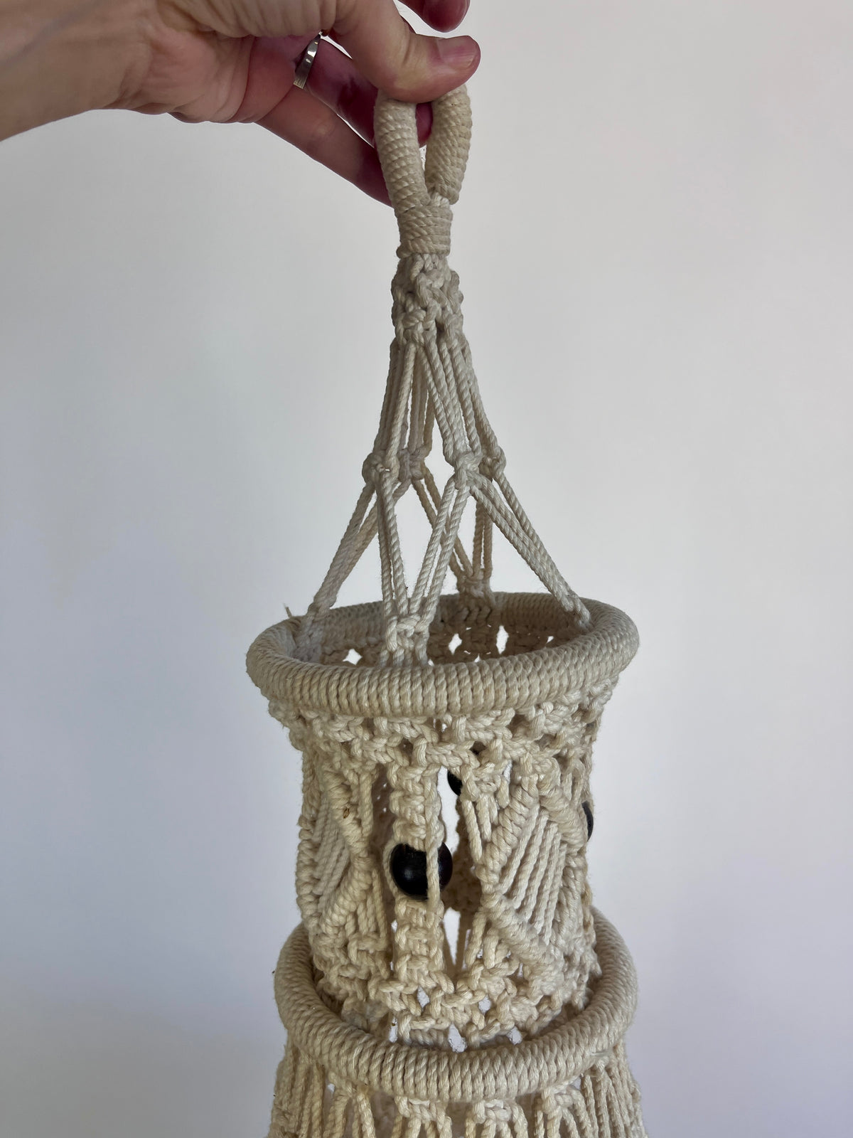 Large Vintage Macrame Hanging Pendant