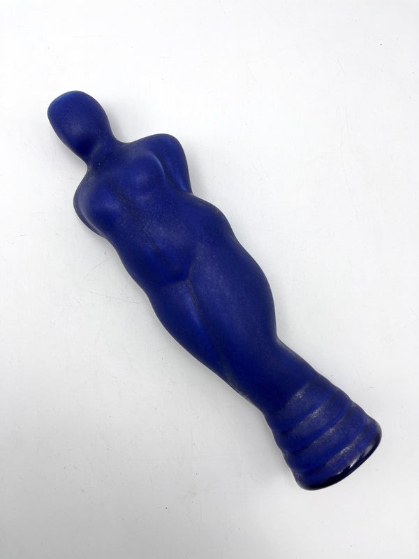 Vintage Cobalt Ceramic Figurative Vase, Signed