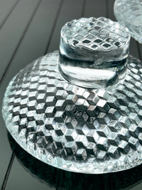 Vintage Optical Glass Candleholders by Holmegaard