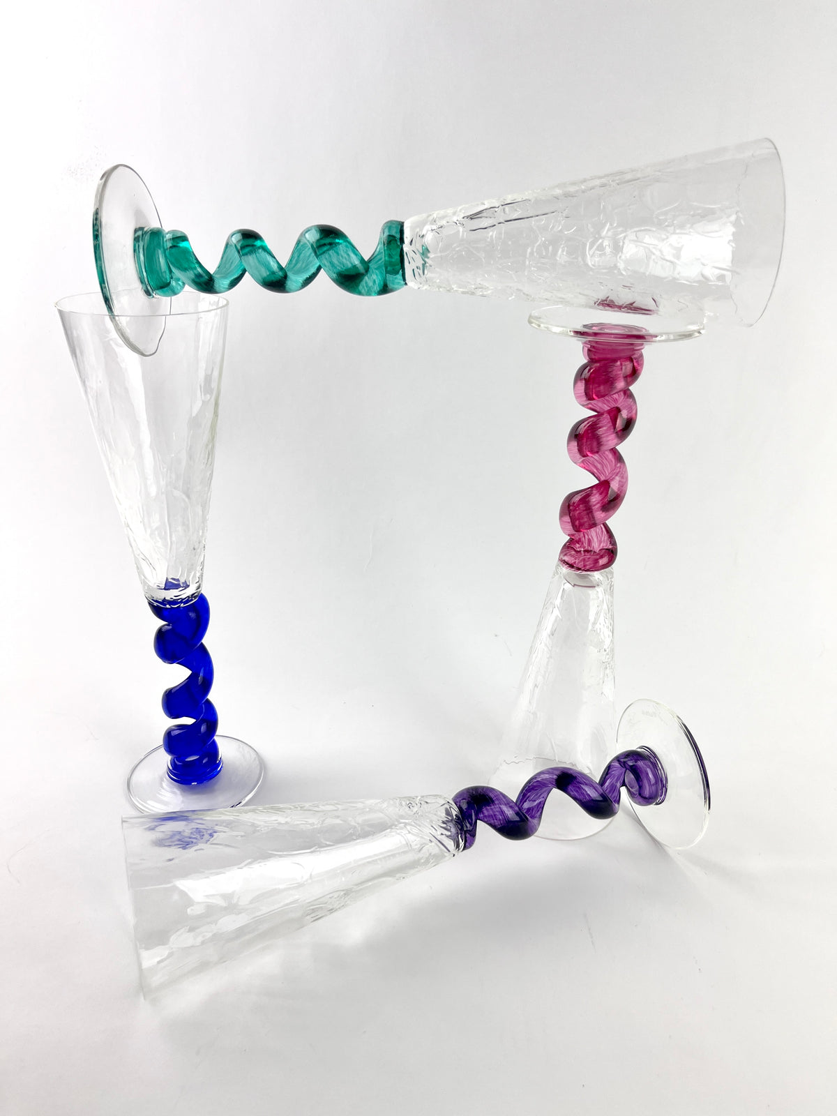 Vintage Blown Glass Flutes by Union Street Glass, 1996