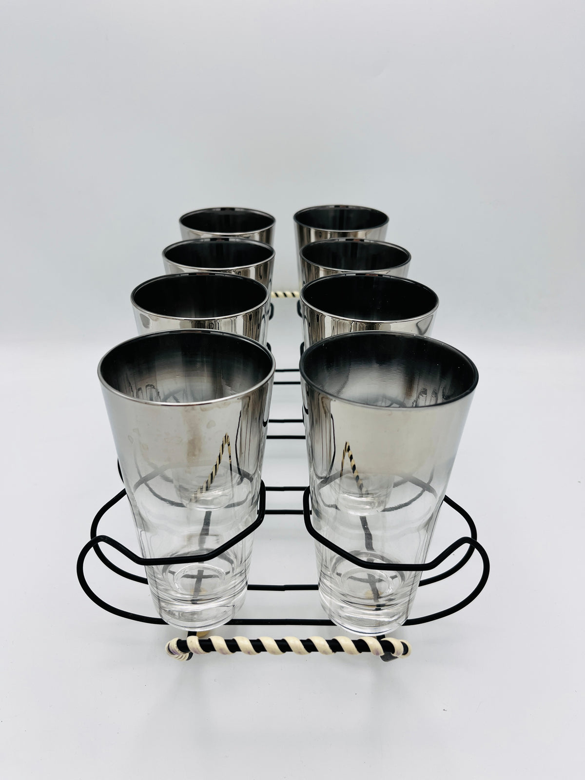 Vintage MCM Silver Fade Glasses in Caddy