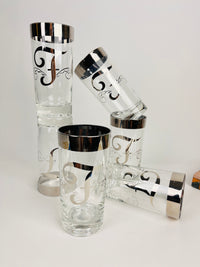 Mid-Century Modern “F” Monogram Silver-Banded Glasses