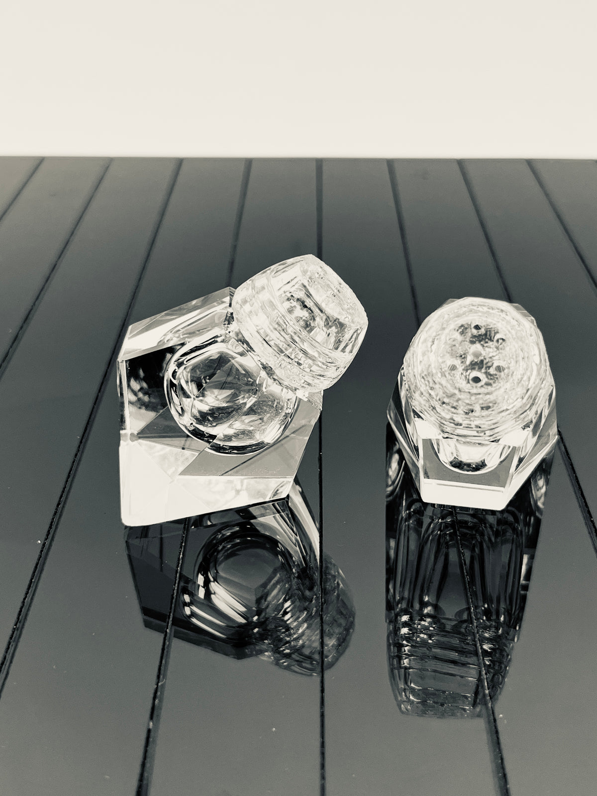 Vintage Optical Crystal Salt & Pepper Shakers