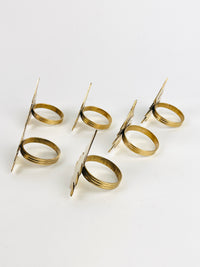 Vintage Brass Christmas Tree Napkin Rings, 6pc Set
