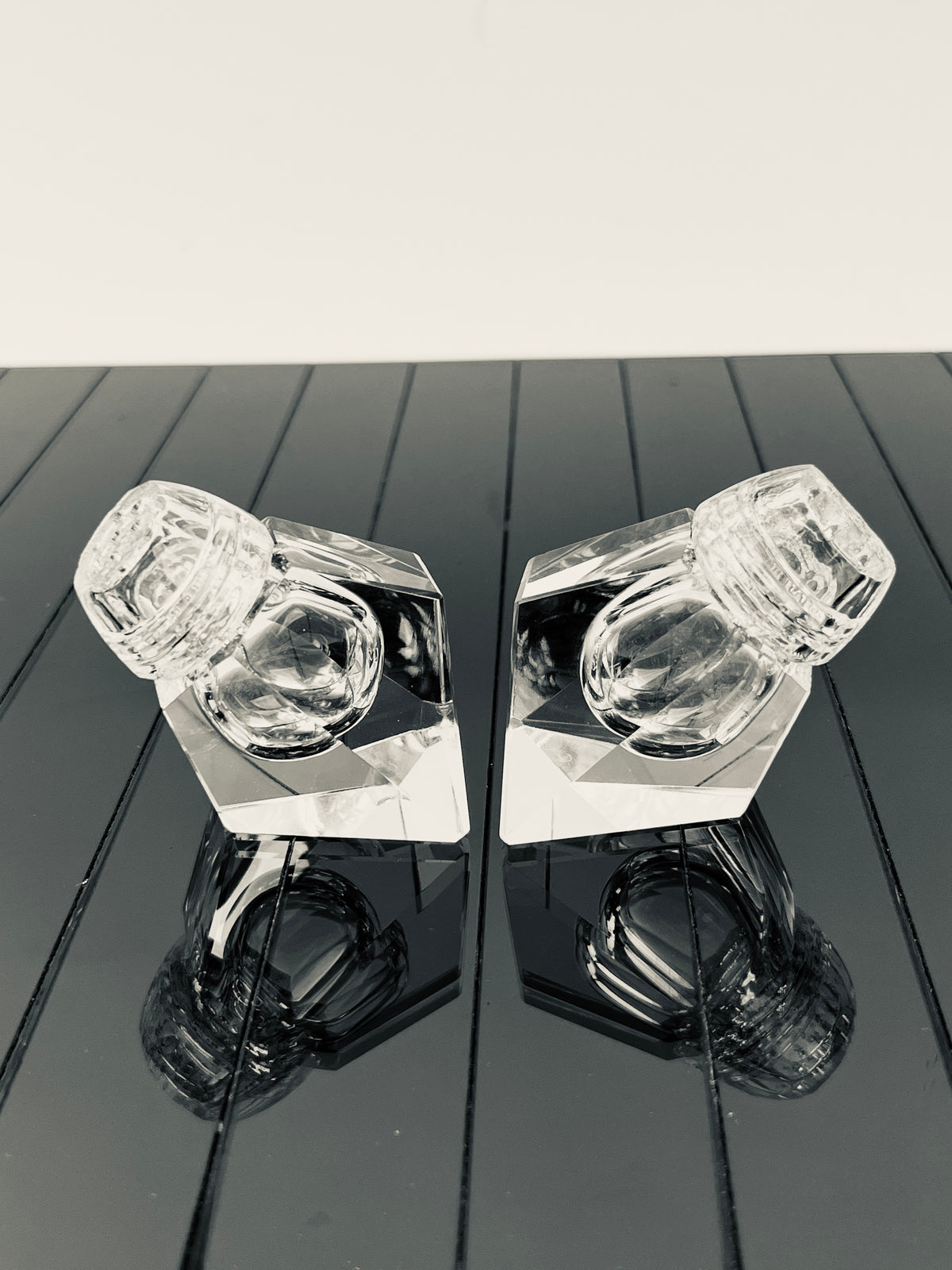 Vintage Optical Crystal Salt & Pepper Shakers