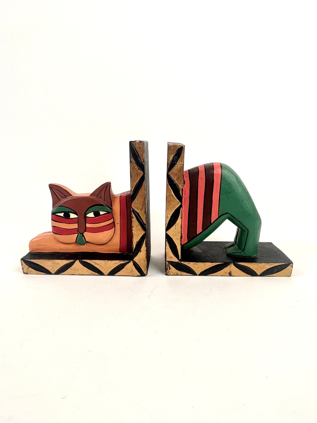 Vintage 90s Handmade Postmodern Cat Bookends