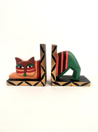 Vintage 90s Handmade Postmodern Cat Bookends