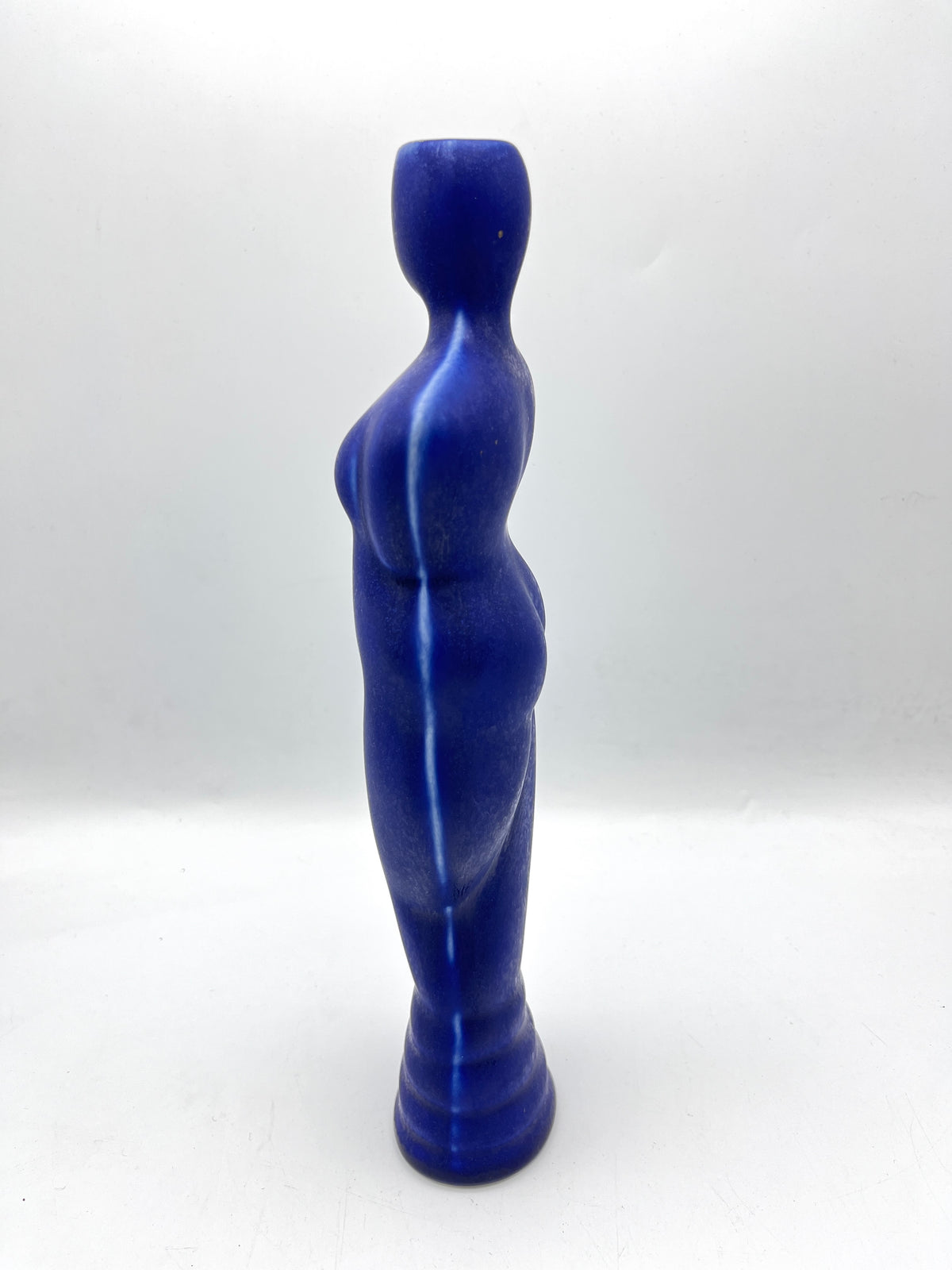 Vintage Cobalt Ceramic Figurative Vase, Signed