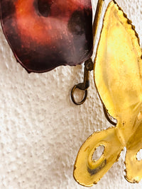 Vintage Brass Butterfly Flock Wall Art