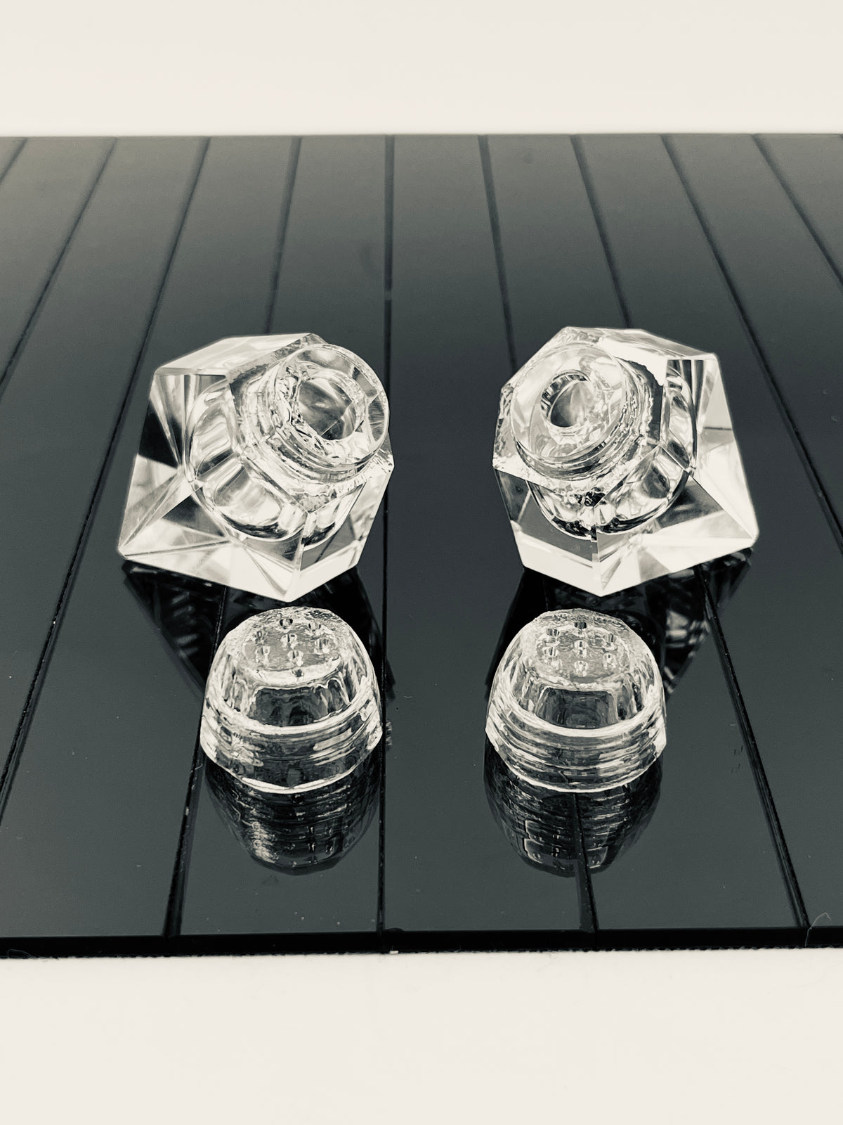 Vintage Optical Crystal Salt & Pepper Shakers