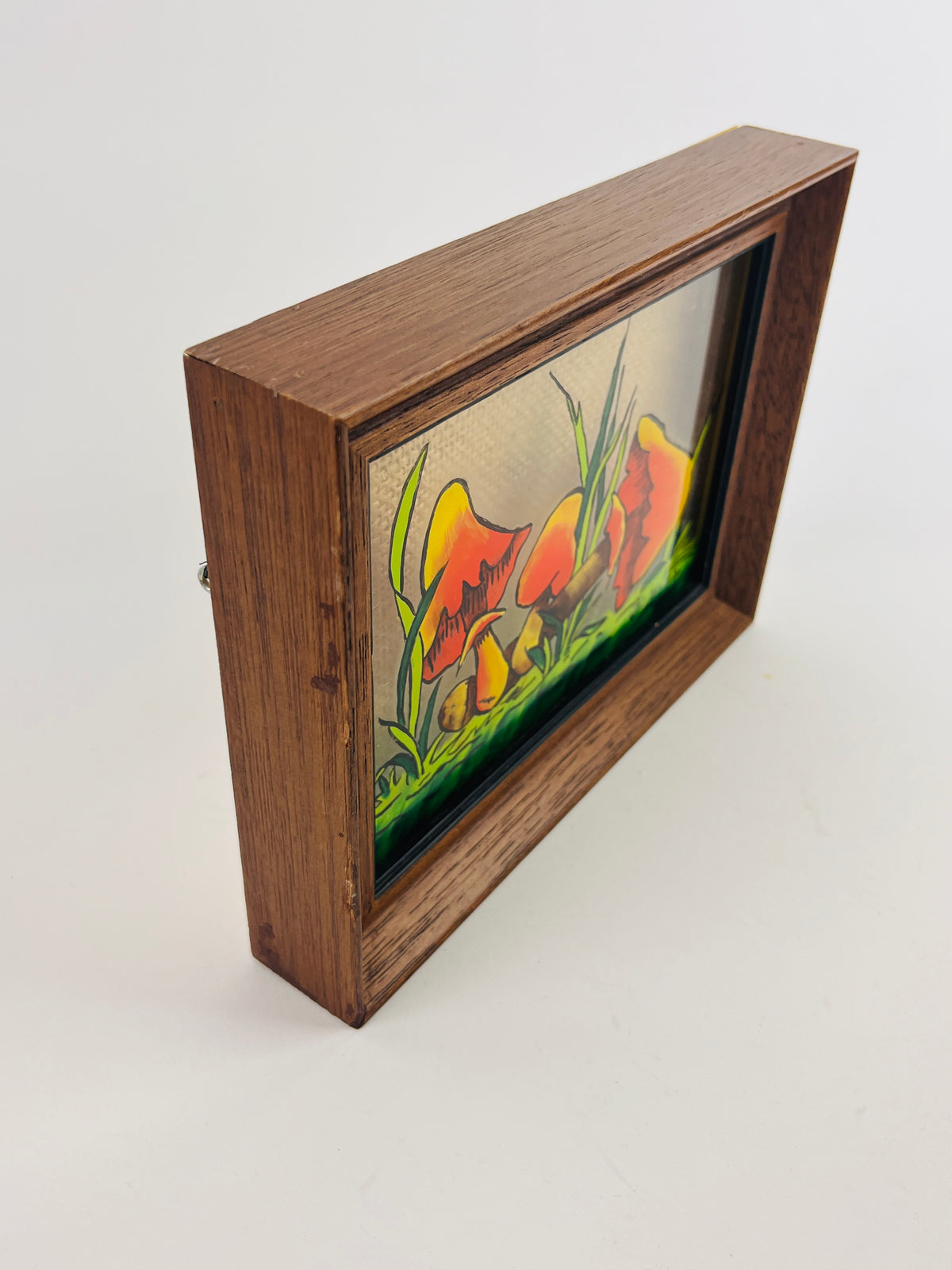 Vintage Mushroom Reverse Painting on Glass