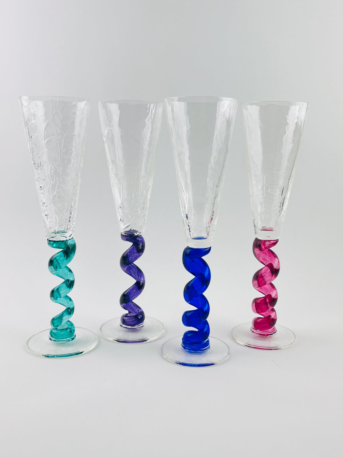 Vintage Blown Glass Flutes by Union Street Glass, 1996