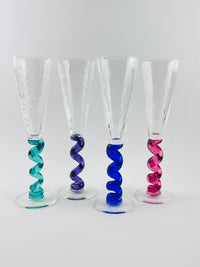 Vintage Blown Glass Flutes by Union Street Glass, 1996