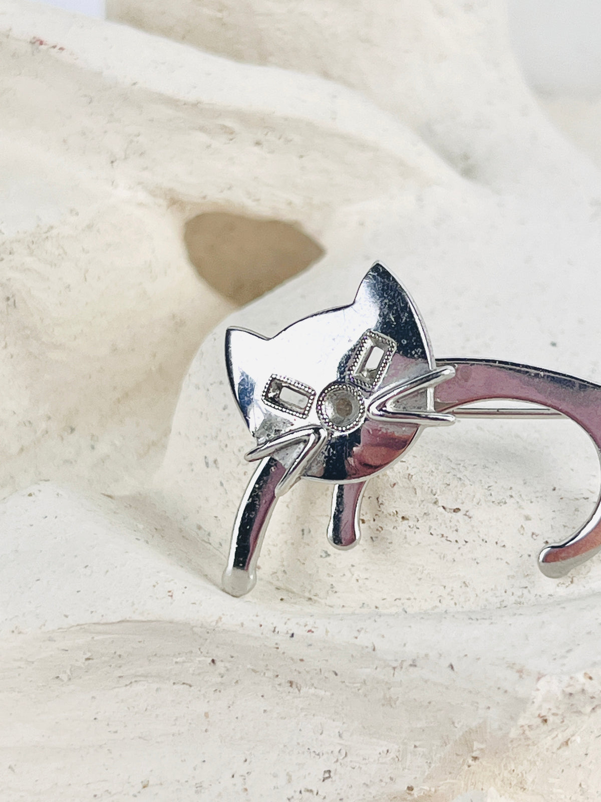 Mid-Century Sterling Cat Brooch